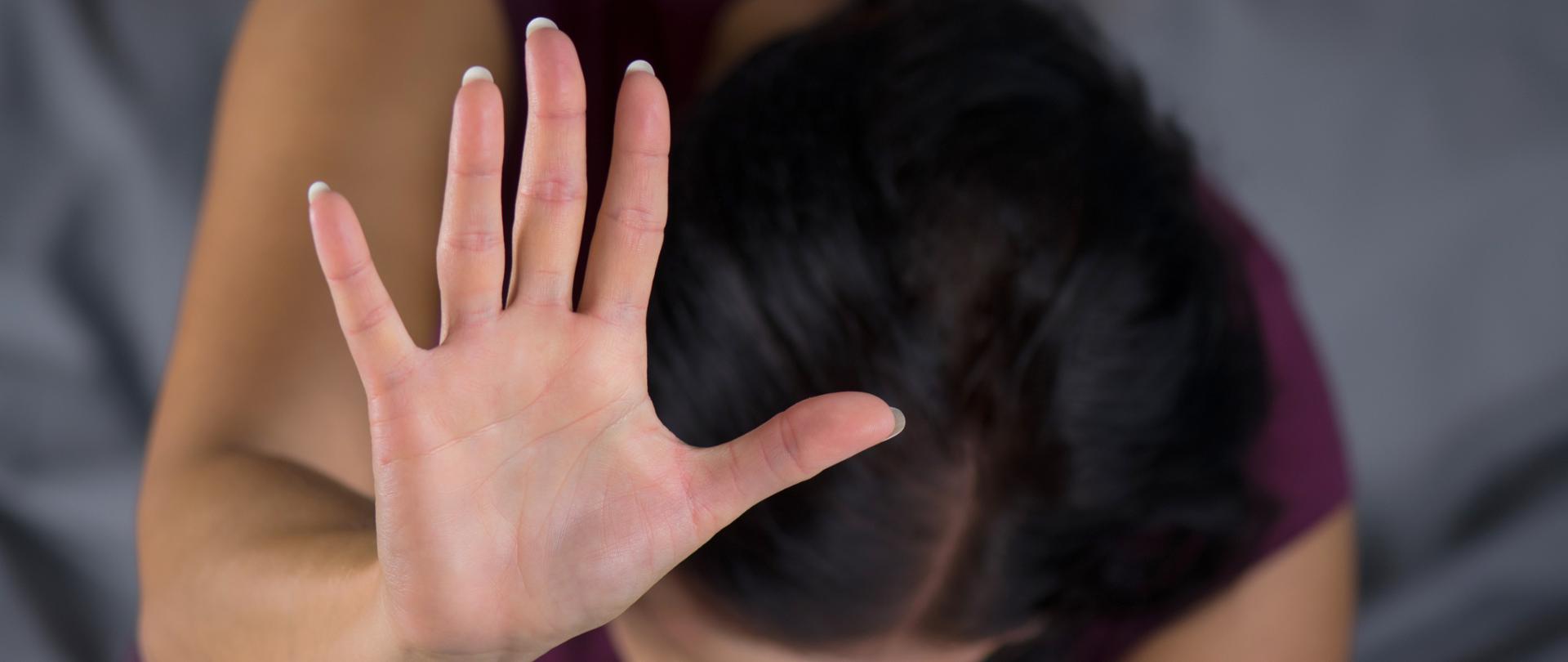 Wife with aggressive husband in domestic violence.