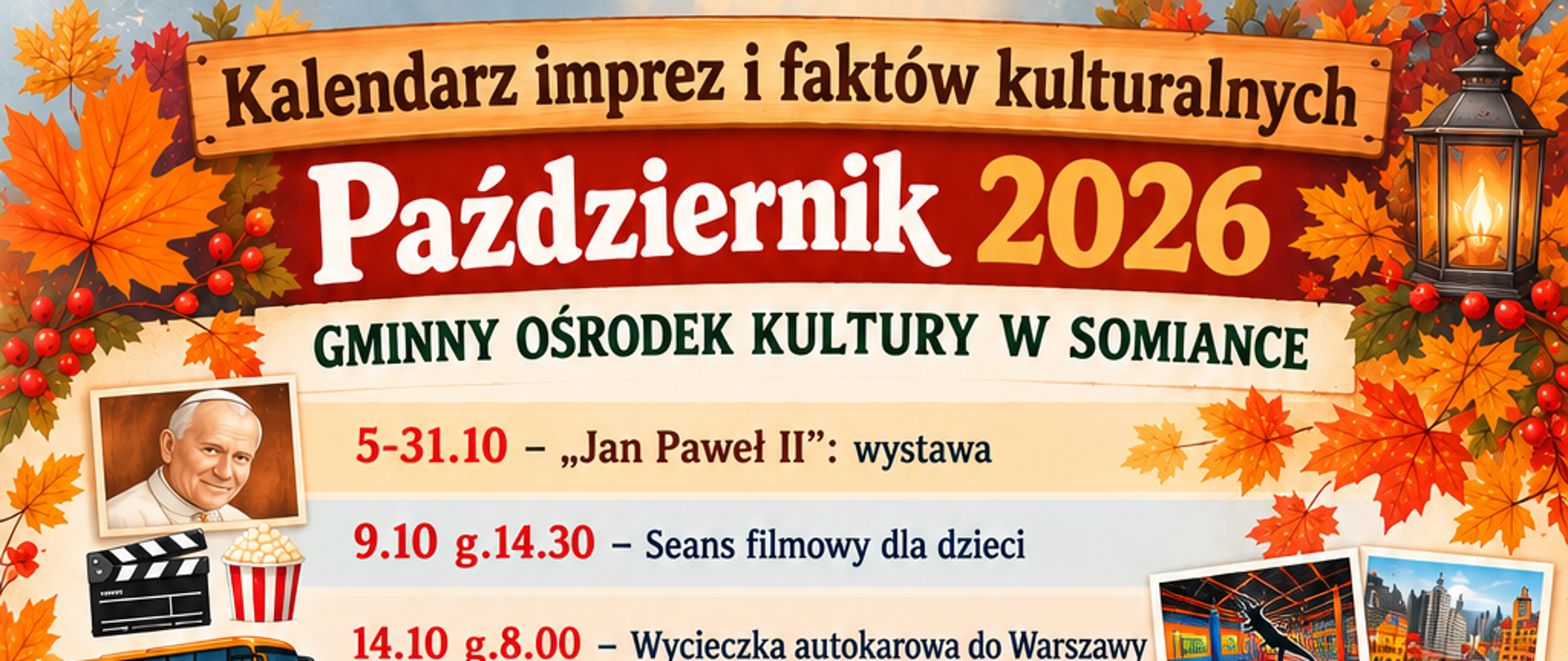 Kalendarz imprez i faktów kulturalnych Październik 2026 