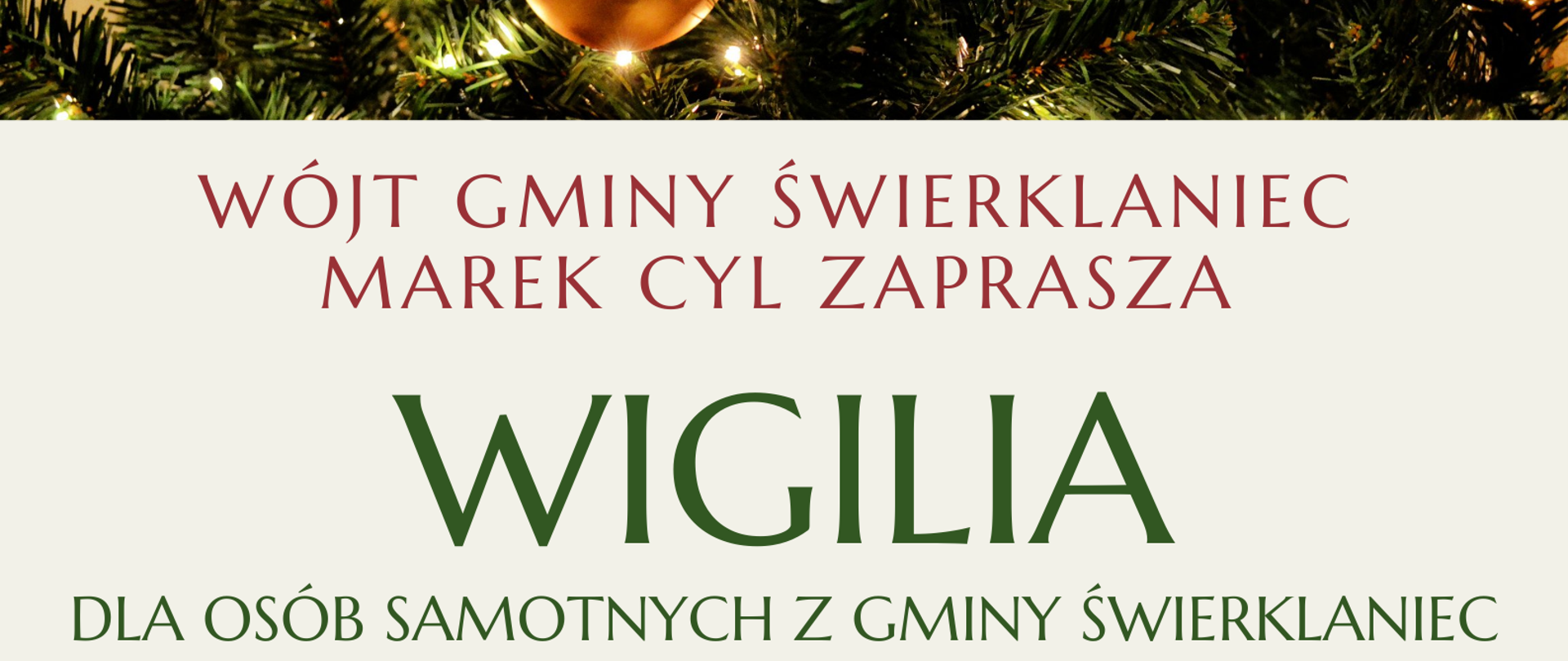 Plakat promujący wigilię - treść w tekście