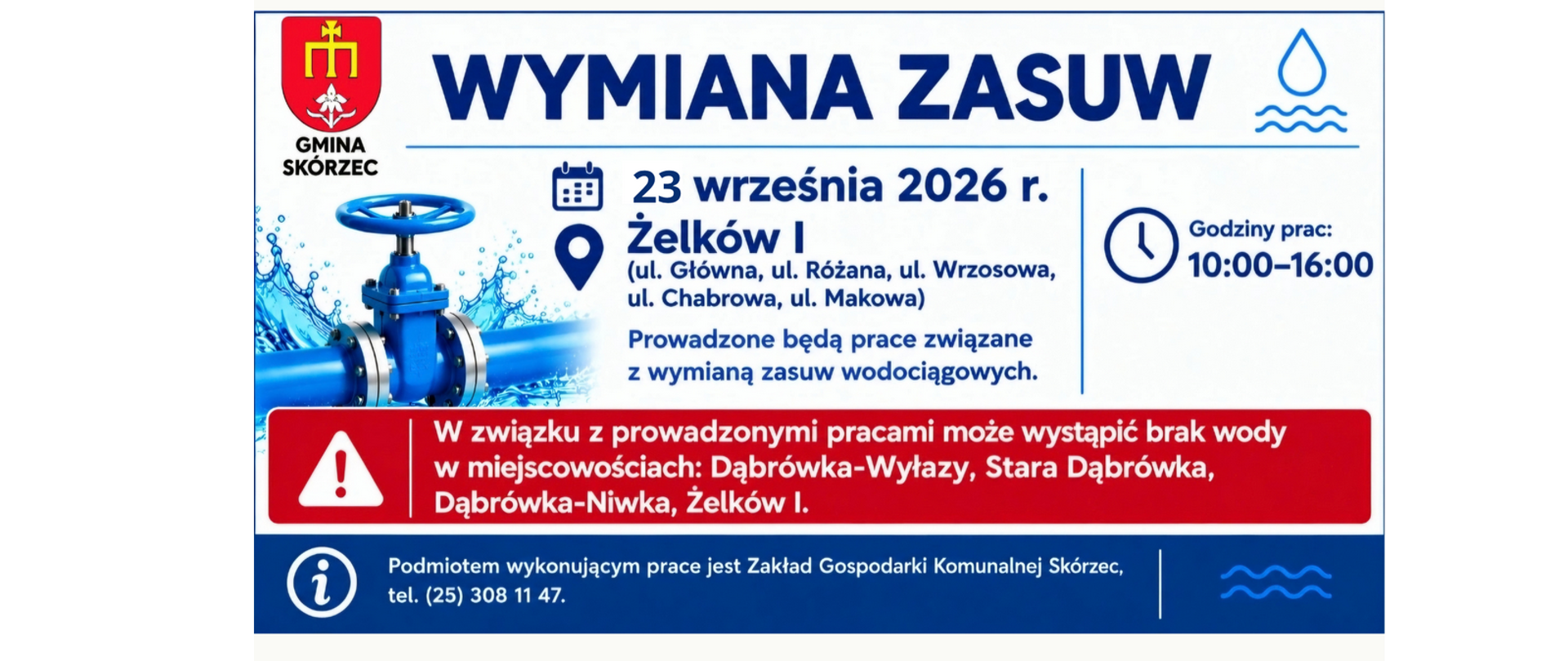 Wymiana zasuw - Żelków 