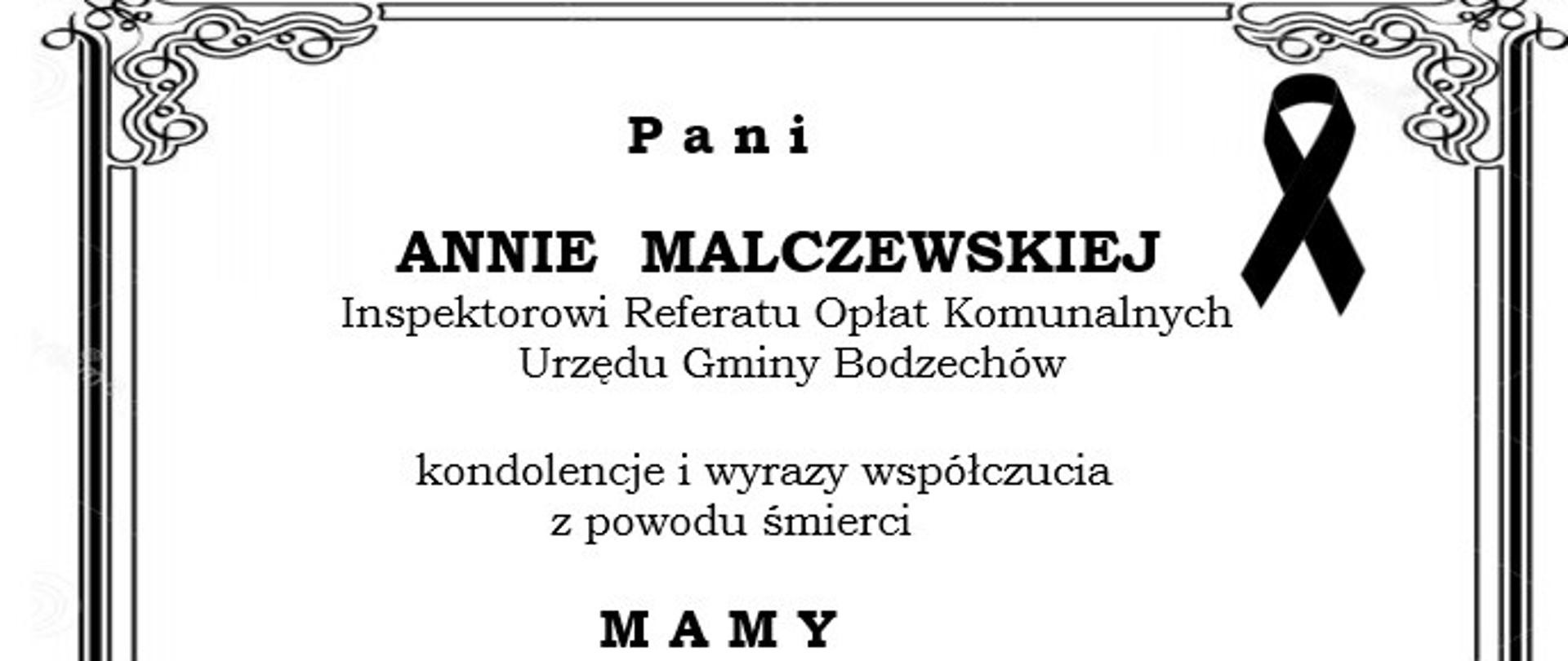Kondolencje dla Anny Malczewskiej