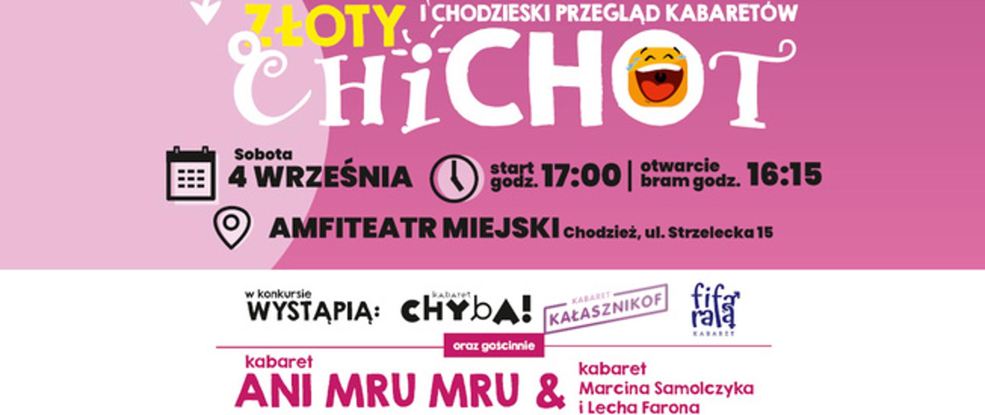 Plakat/ informacja o I. Chodzieskim Przeglądzie Kabaretów, 4 września br. w chodzieskim amfiteatrze