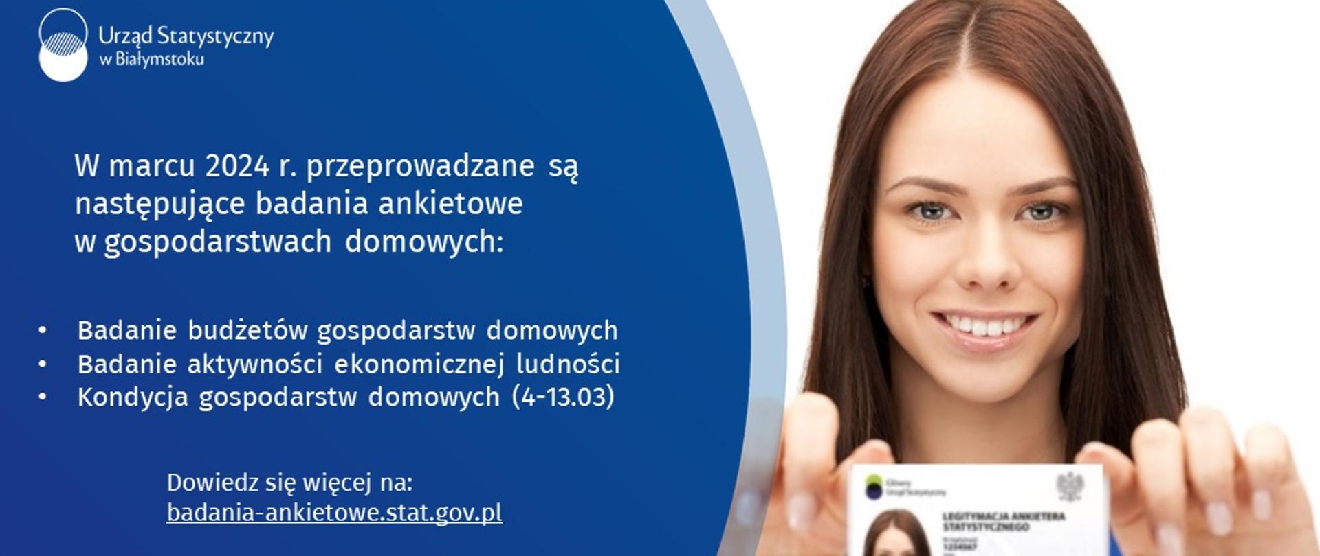 Baner z informacją o badaniach statystycznych