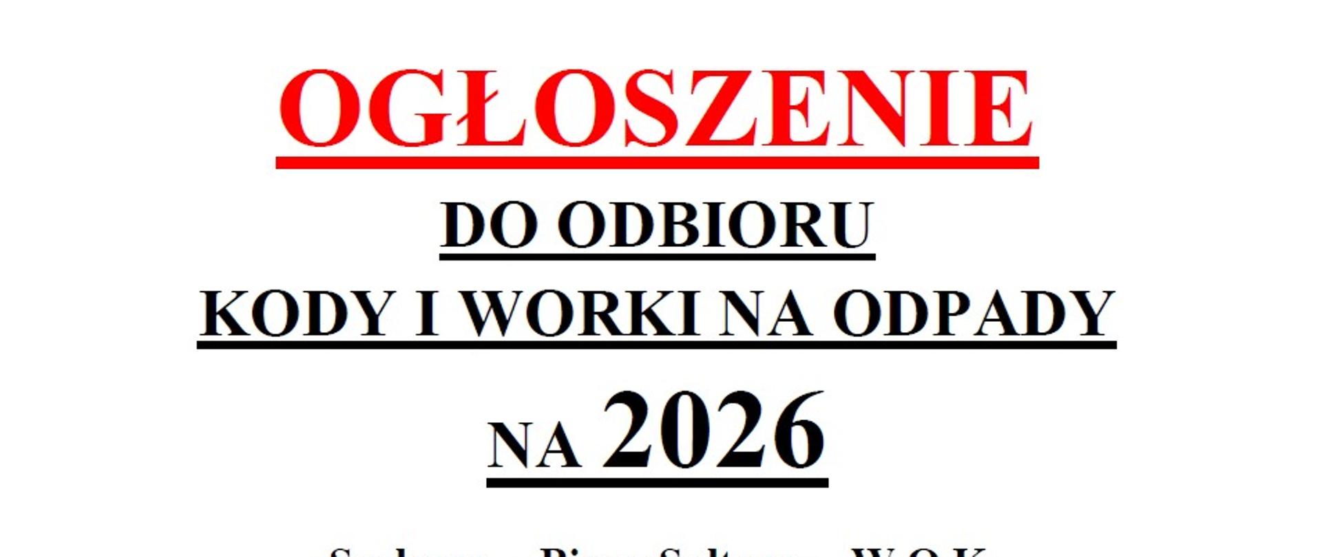 Ogłoszenie Szalowa