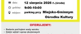 Bezpłatne badanie wzroku - 12 sierpnia 2026 r. - parking przy M-GOK w Mordach
