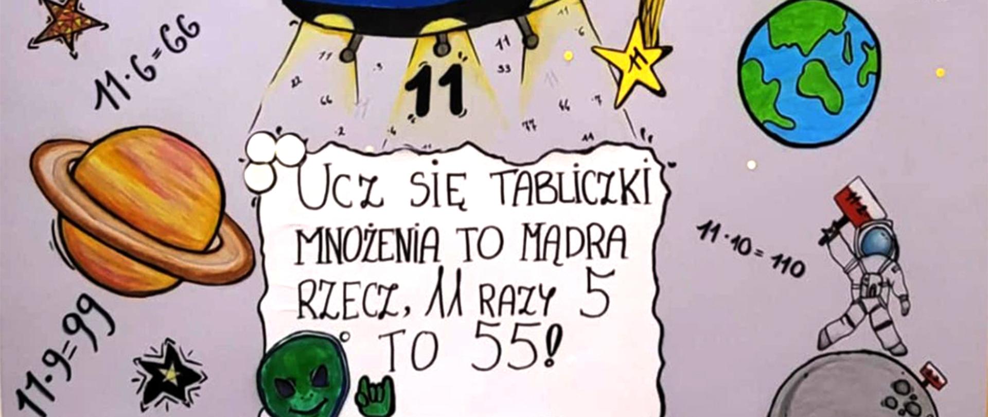 Różne działania matematyczne otoczone planetami i statkami kosmicznymi
