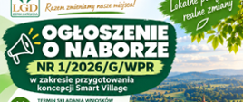 niebieskie tło białe litery ogłoszenie o naborze 