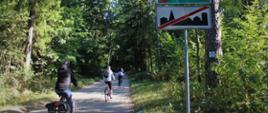 Uczestnicy na trasie rajdu jadą rowerem