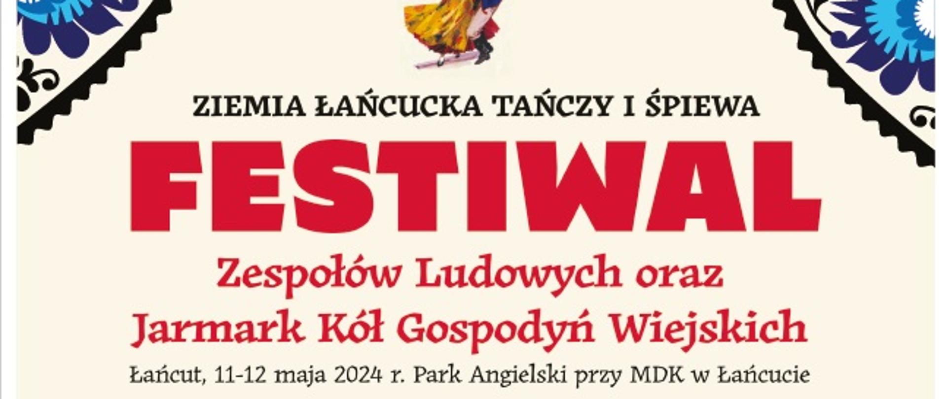 jasne tło kolorowe litery zaproszenie na festiwal zespołów ludowych 
