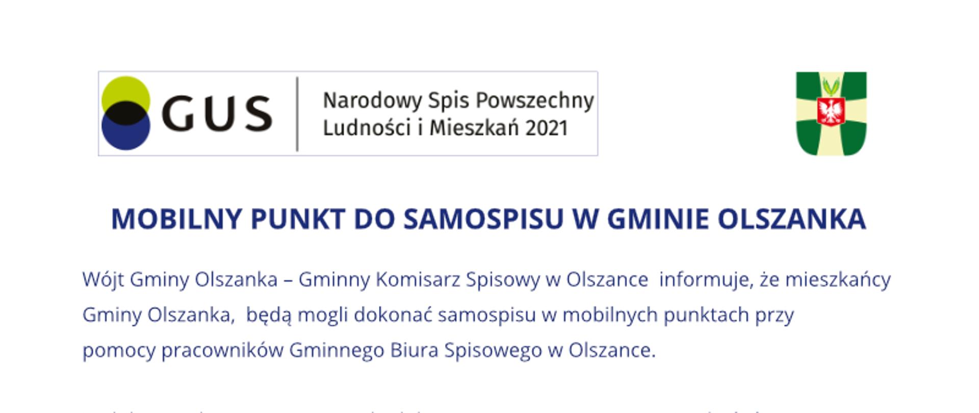Plakat zawierający Informację o możliwości dokonania samospisu na terenie Gminy Olszanka