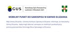 Plakat zawierający Informację o możliwości dokonania samospisu na terenie Gminy Olszanka