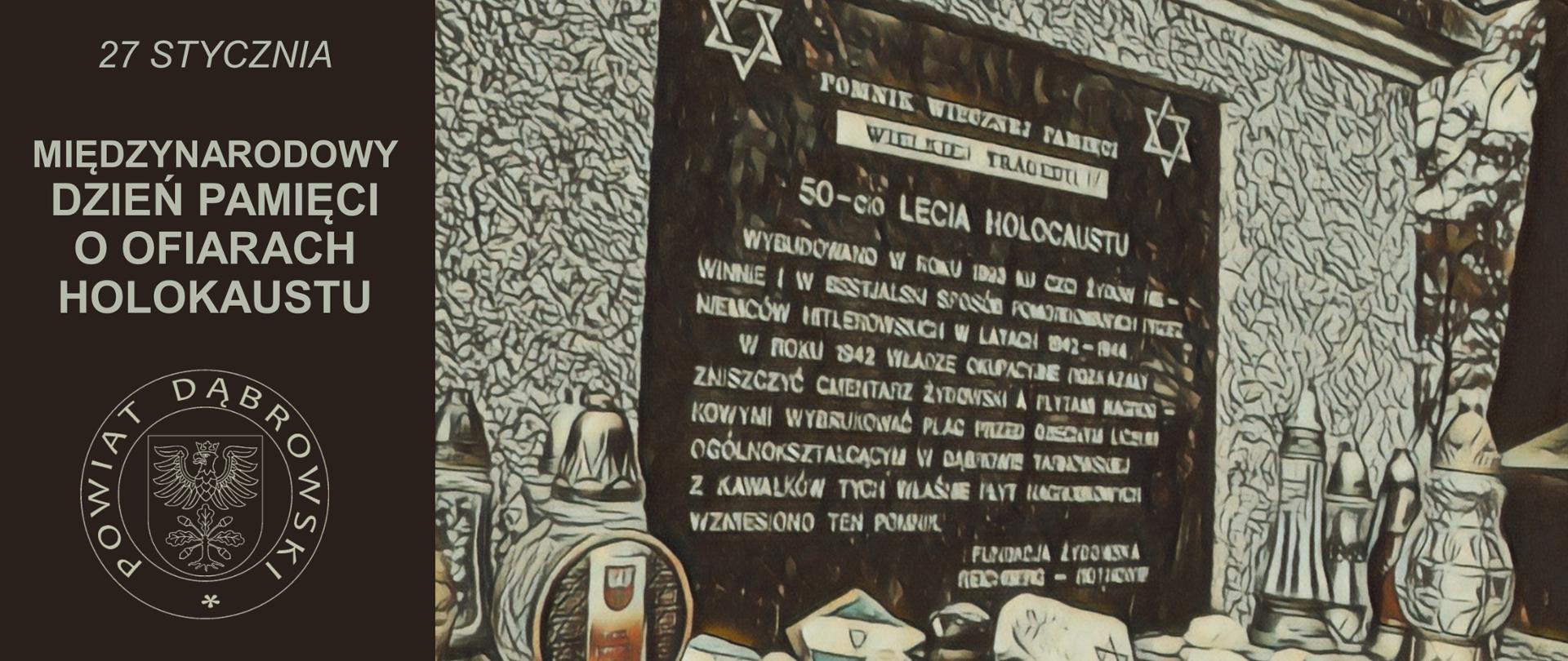 Grafika z napisem 27 stycznia Międzynarodowy Dzień Pamięci o Ofiarach Holokaustu
