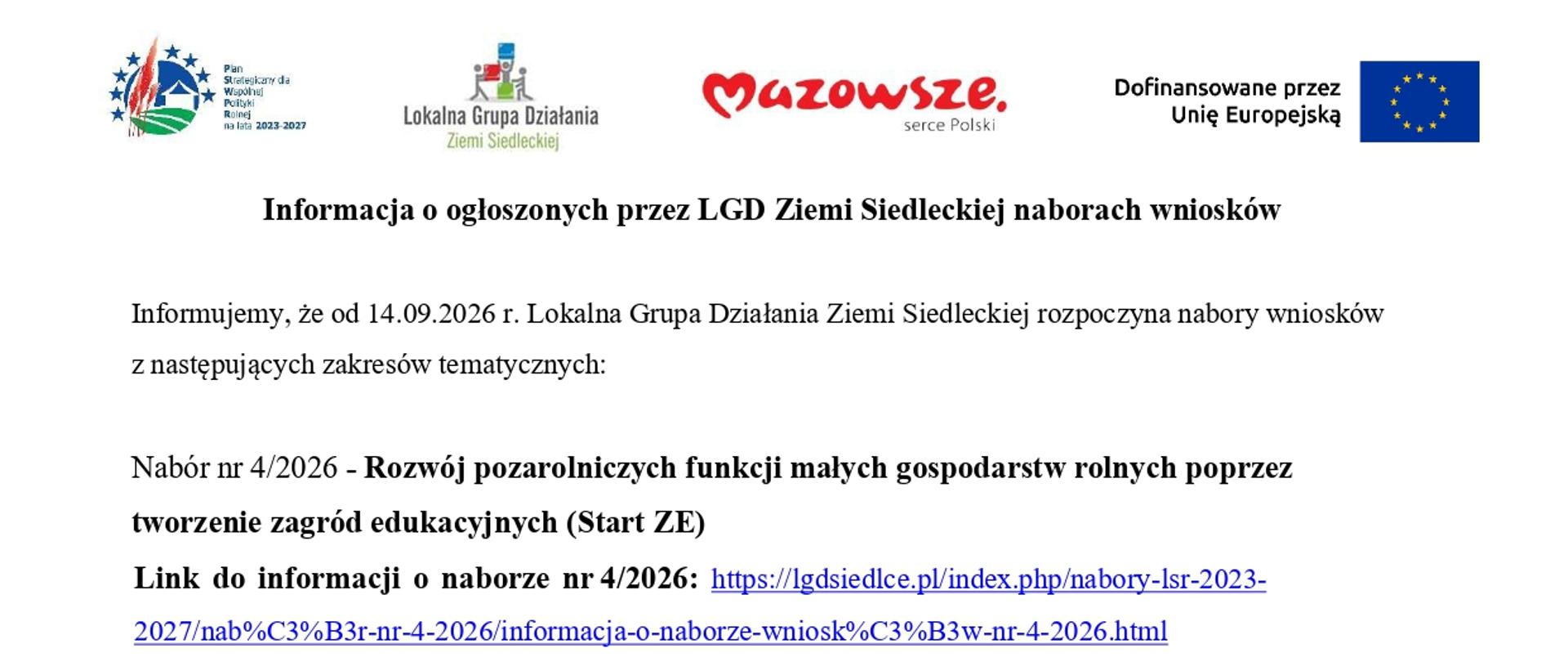 Informacja o naborach wniosków LGD