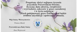 Grafika przedstawia tekst z życzeniami z okazji Dnia Nauczyciela.