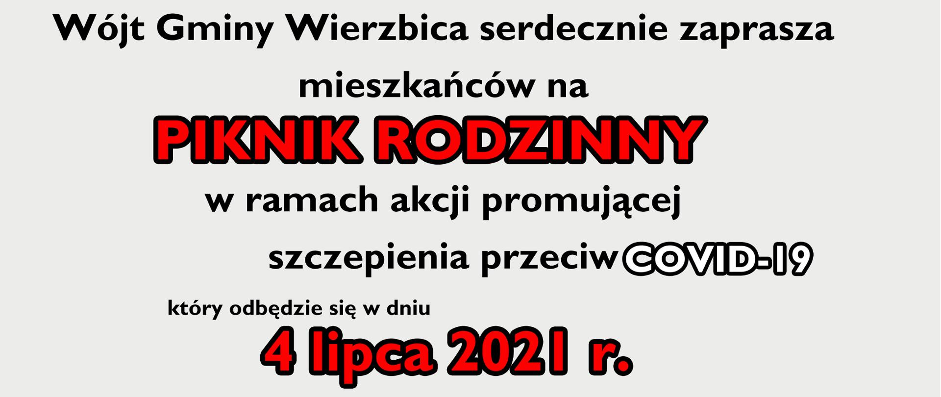 PIKNIK RODZINNY w ramach akcji promującej szczepienia przeciw COVID-19 Wierzbica-Osiedle