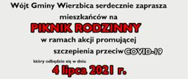 PIKNIK RODZINNY w ramach akcji promującej szczepienia przeciw COVID-19 Wierzbica-Osiedle
