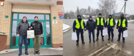 Kolaż zdjęć -od lewej Starosta Hajnowski z funkcjonariuszem Straży Granicznej, po prawej - z funkcjonariuszami policji
