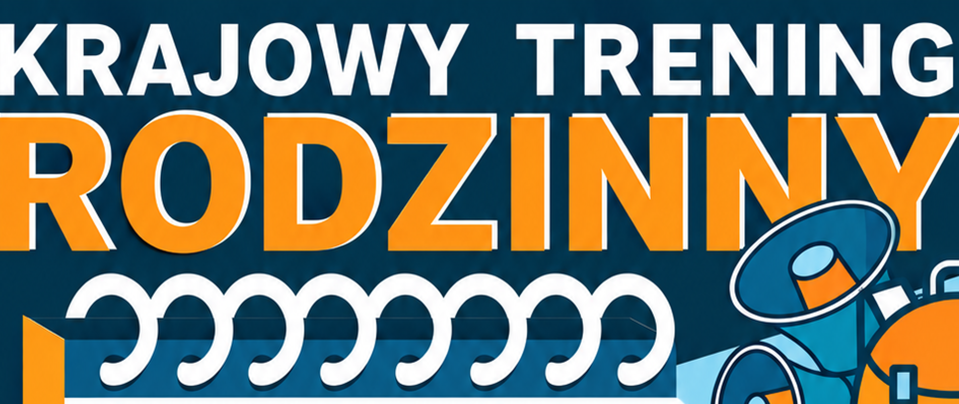 Plakat informacyjny wydarzenia „Krajowy Trening Rodzinny – Akademia OLiOC”, które odbędzie się 18.10.2026 r. w godzinach 8:00–12:00 w Szkole Podstawowej w Wietrzychowicach (33-270 Wietrzychowice 64). Zakres działań edukacyjnych obejmuje: sygnały alarmowe, bezpieczne miejsce, alerty RCB, procedury szkolne na wypadek alarmu oraz plan rodzinny. W dolnej części plakatu znajduje się postać instruktora w pomarańczowym stroju ochronnym oraz kasku, a także logotypy Ministerstwa Spraw Wewnętrznych i Administracji oraz Ochrony Ludności i Obrony Cywilnej.