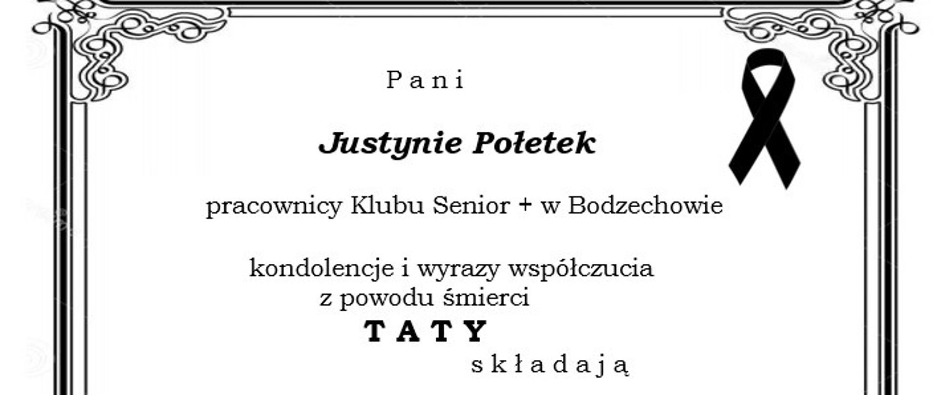 Kondolencje dla Justyny Połetek