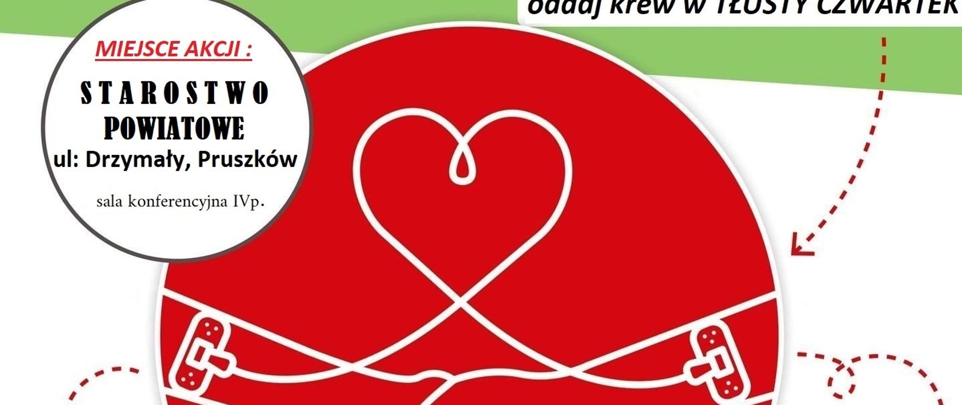 plakat Akcja Krwiodawstwa w Tłusty Czwartek 16.02