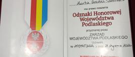 Odznaka Honorowa Województwa Podlaskiego przyznana Marcie Gredel - Iwaniuk