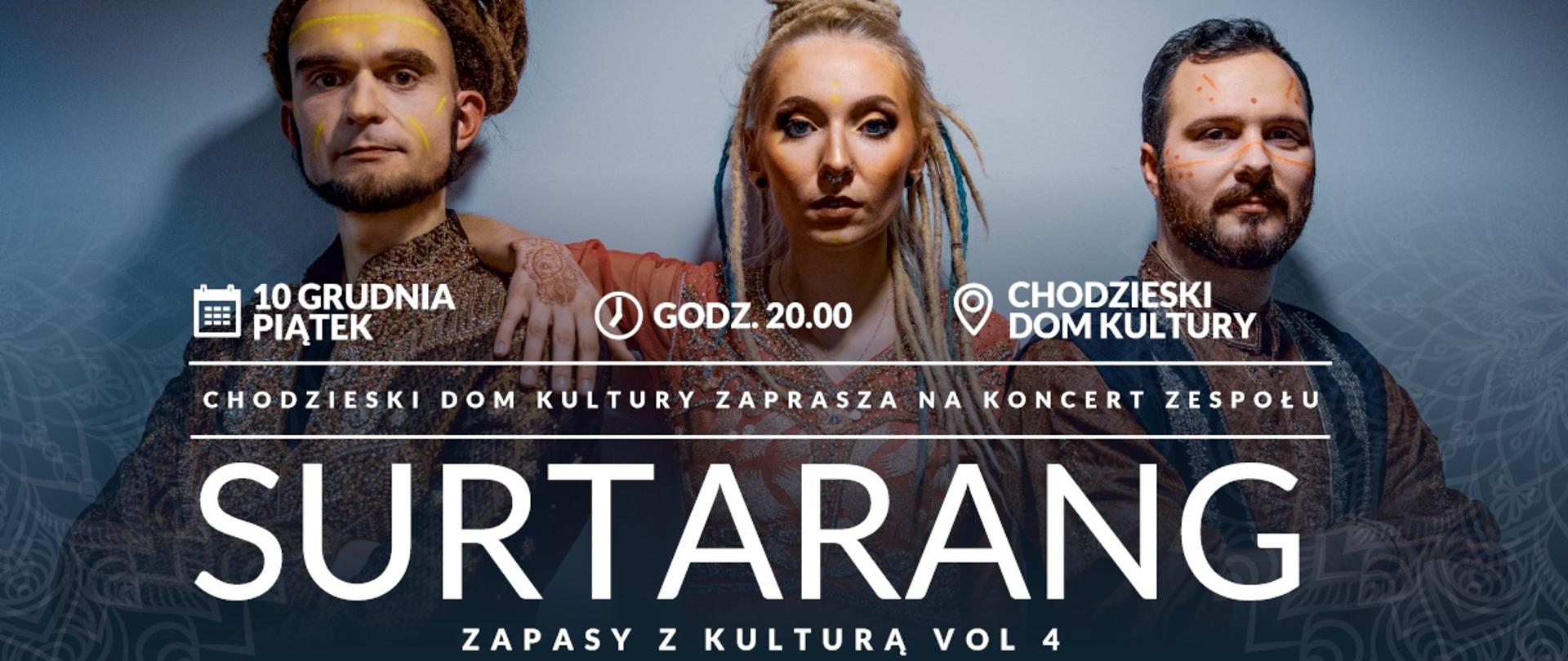 Plakat to koncertu muzyki indyjskiej, zespołu Surtarang 