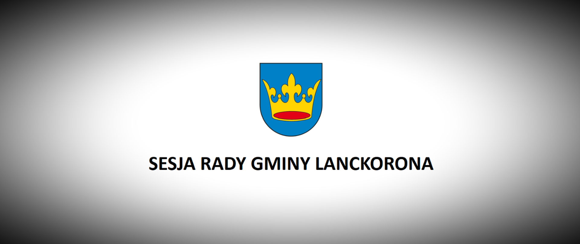 zdjęcie herbu gminy Lanckorona na białym tle z podpisem Sesja Rady Gminy Lanckorona