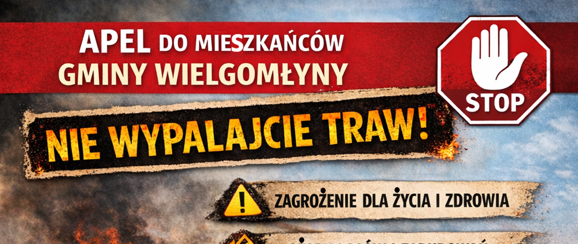 Apel do mieszkańców gminy Wielgomłyny o niewpalanie traw 