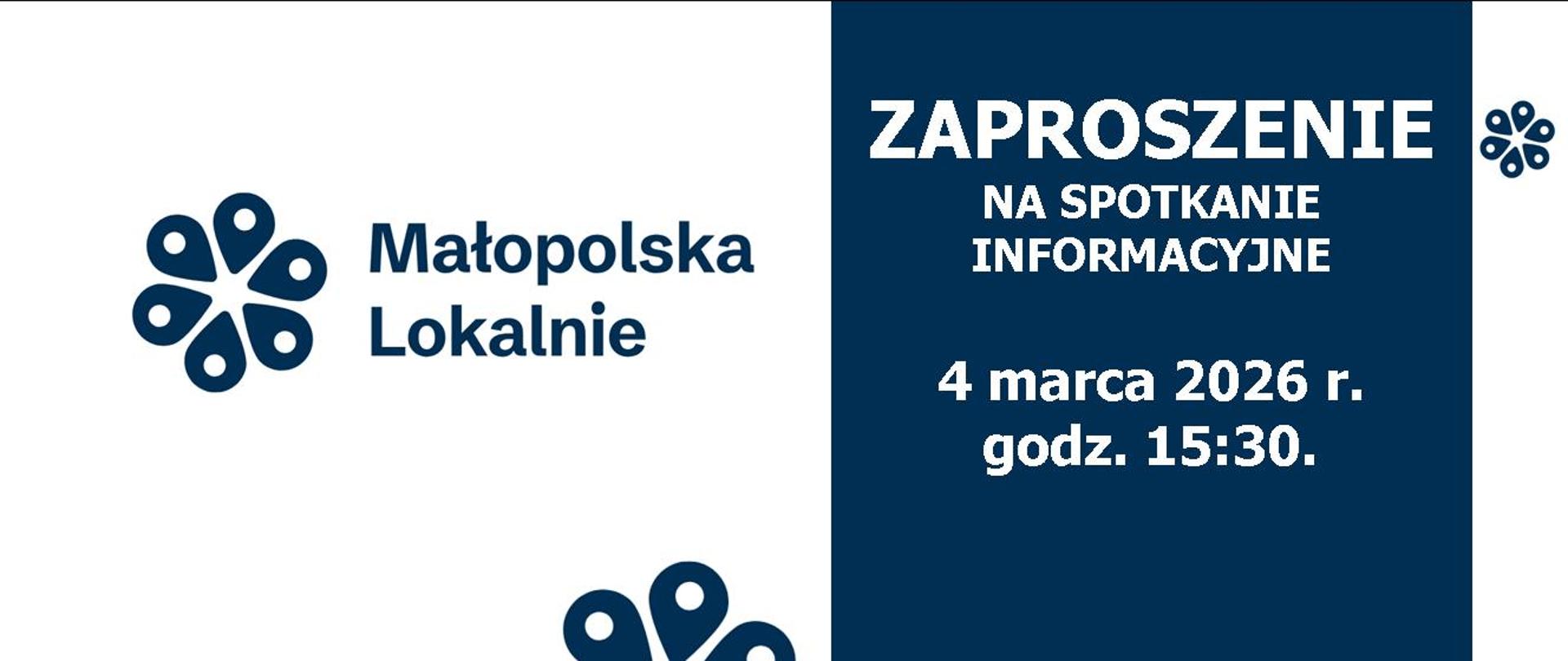Grafika informująca o spotkaniu w ramach Małopolska Lokalnie
