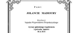 Kondolencje dla Pani Jolanty Madioury
