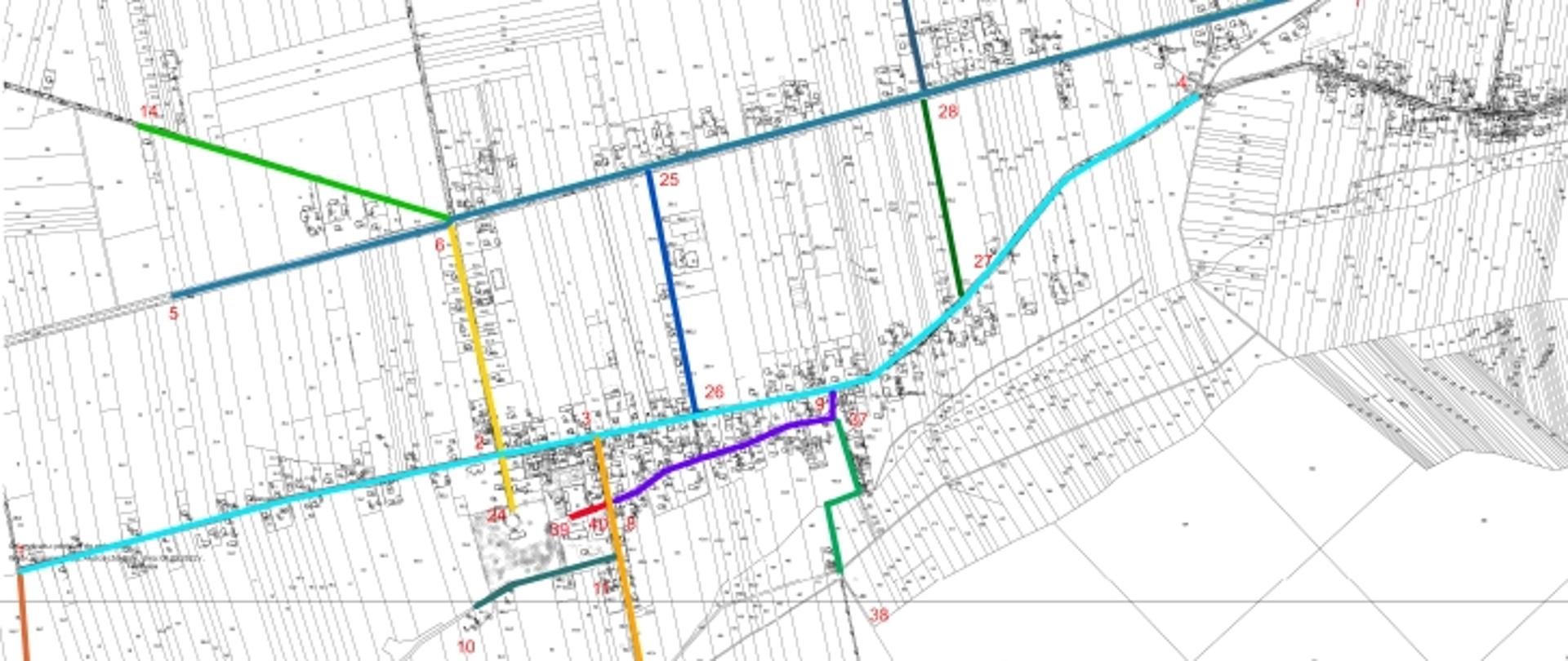 Mapa przedstawiająca przebieg ulic w miejscowości Somianka