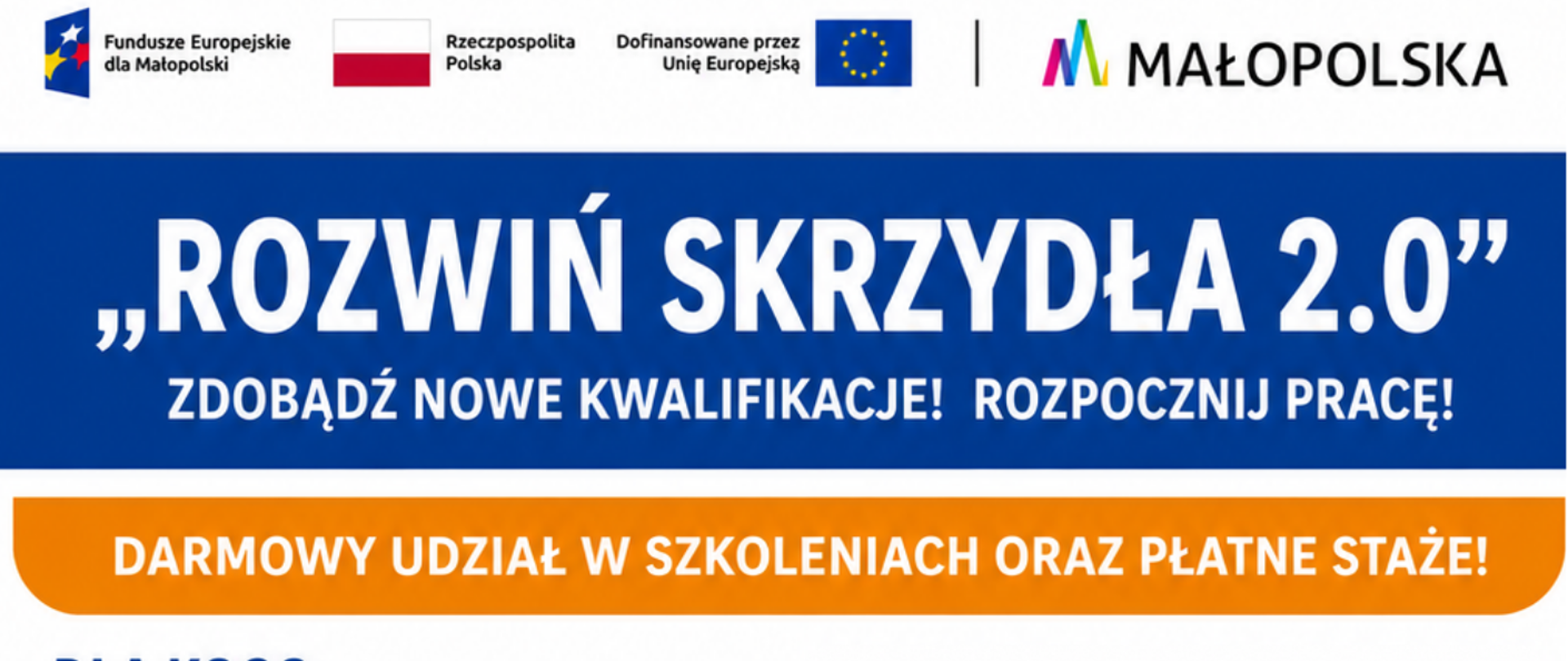Plakat informacyjny o projekcie Rozwiń skrzydła 2.0