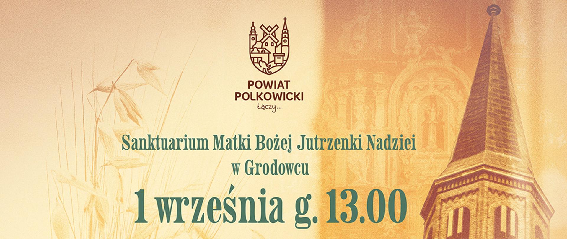 plakat zapraszający na mszę dziękczynną za plony w powiecie polkowickim 