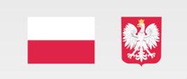 Zdjęcie przedstawia po lewej stronie flagę polski, kolor biały u góry i na dole kolor czerwony, obok po prawej stronie godło Polski orzeł biały z koroną na czerwonym tle. 