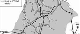 Najstarsze drogi w Puszczy Białowieskiej − dziedzictwo epoki Jagiellonów.
Rys. Tomasz Samojlik (z artykułu: Samojlik T. 2006. Kwartalnik Historii Kultury Materialnej nr. 3-4, s. 293-305)
