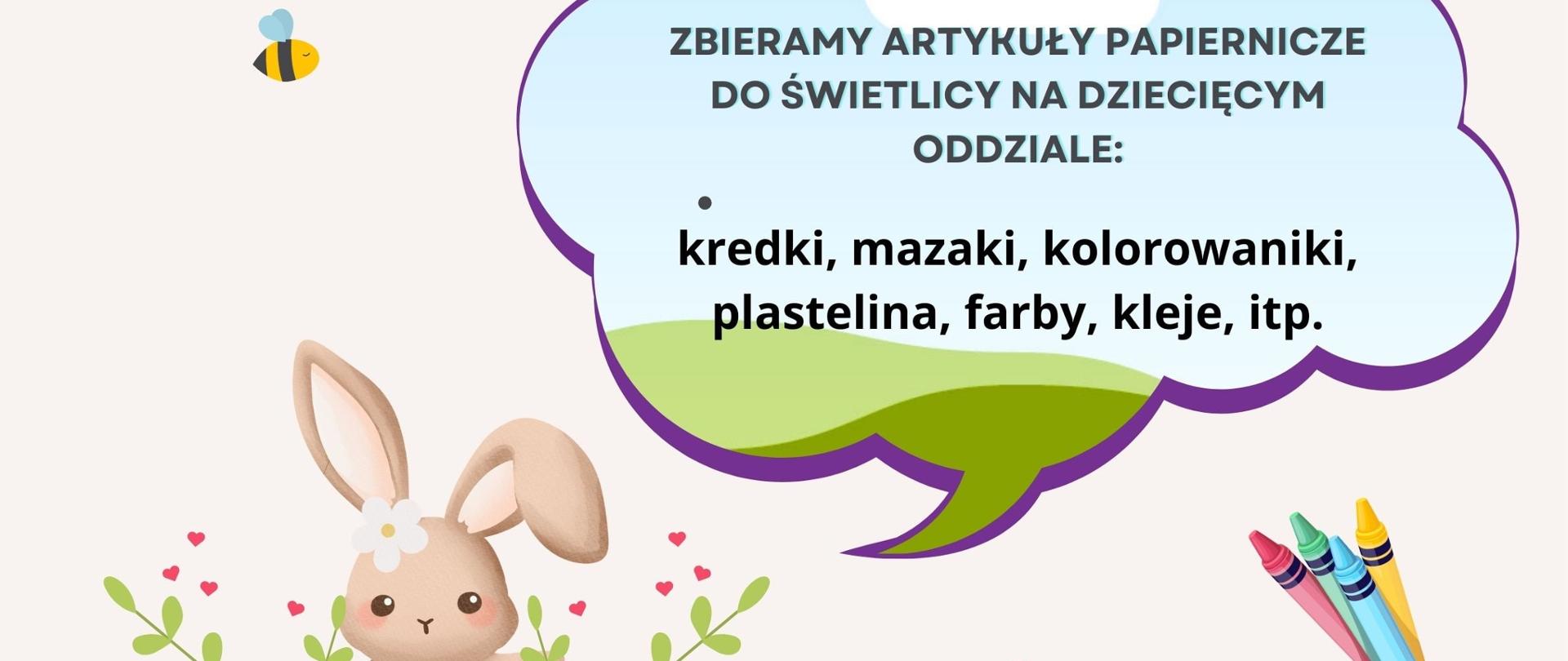 Plakat "Wielkanocna zbiórka dla dzieci z augustowskiego szpitala"