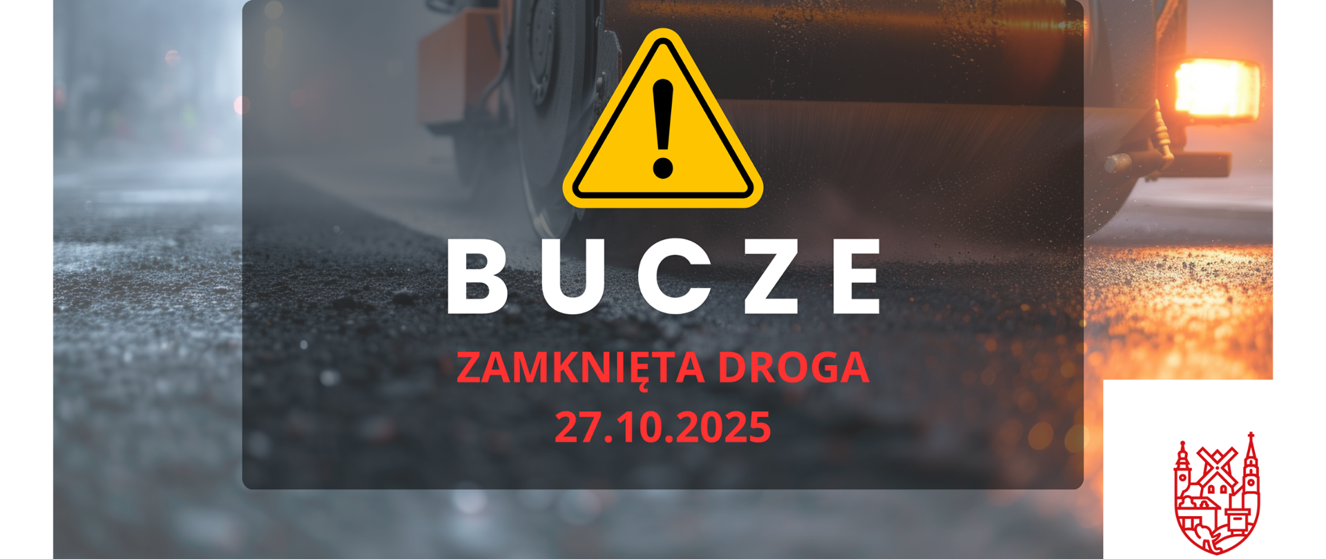 tablica z żółtym znakiem na tle drogi 