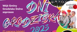 granatowe tło kolorowe litery dni grodziska 2025