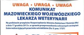 Ogłoszenie o akcji szczepienia doustnego lisów wolno żyjących przeciwko wściekliżnie w dniach od 25.04. do 02.05.2021 roku