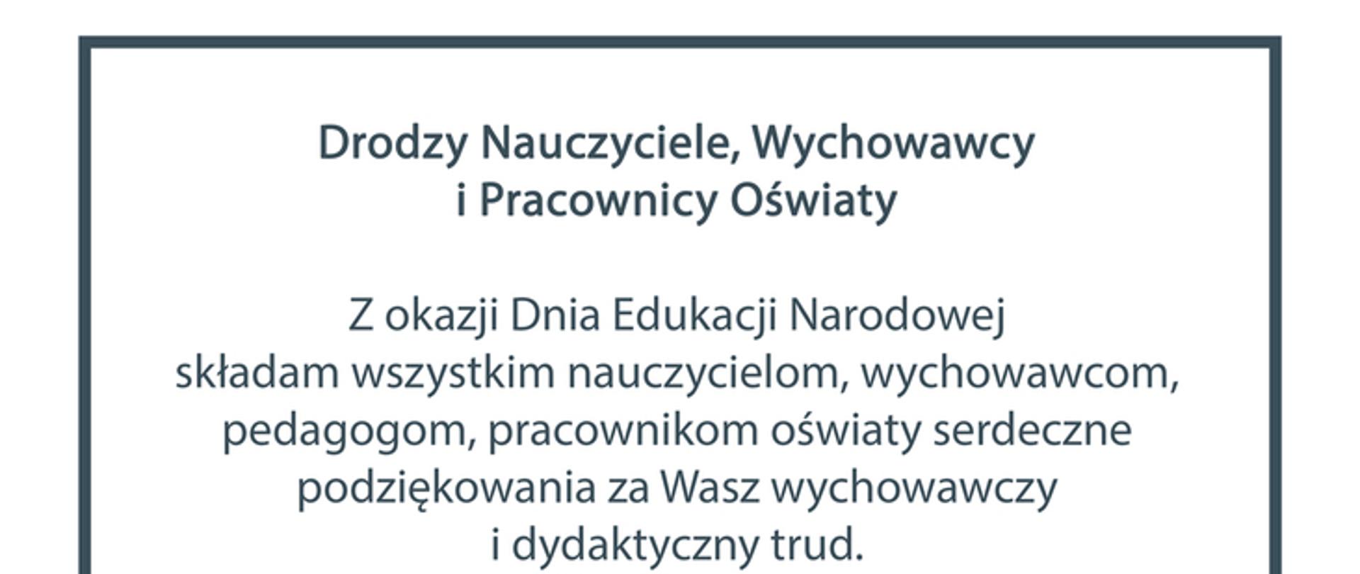 Życzenia z okazji Dnia Edukacji Narodowej