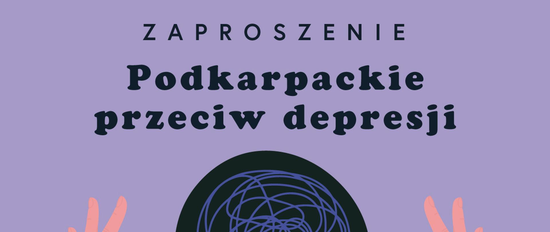 fioletowe tło czarne litery zaproszenie podkarpackie przeciwko depresji 
