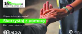 Baner grupawsparcia.pl "Nigdy nie jesteś sam"