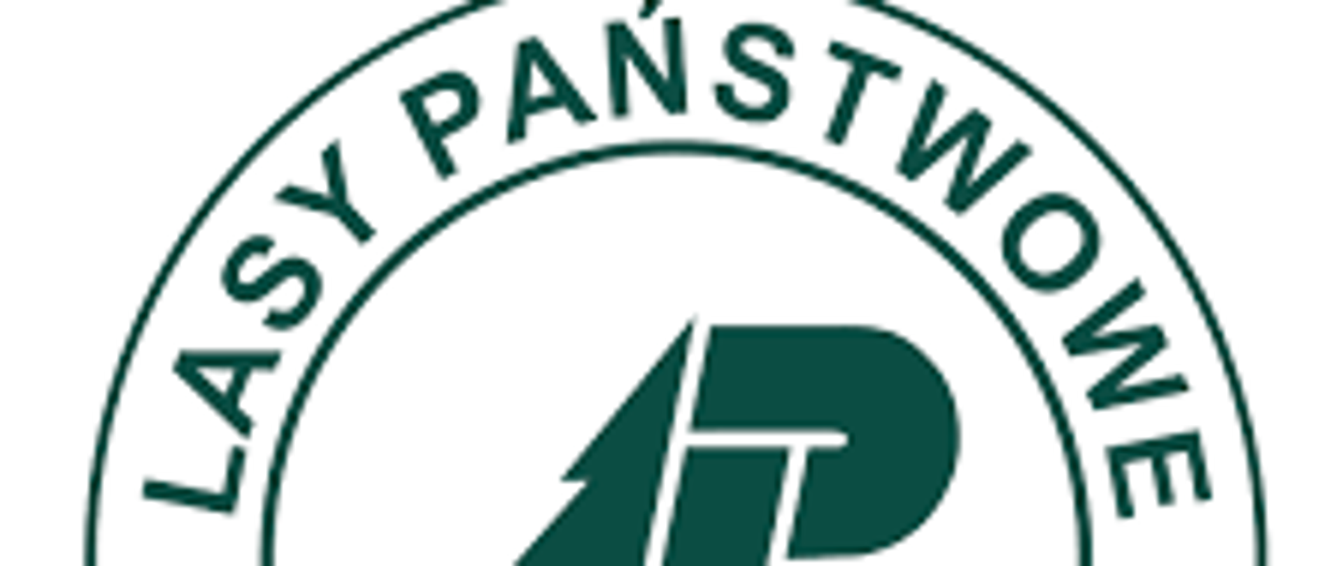 grafika przedstawia logo w kształcie dwóch okręgów, w mniejszy okrąg wpisany jest zielony obraz odzwierciedlający litery LP, w większy okręg napis LASY PAŃSTWOWE
