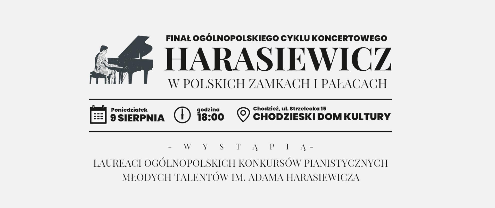 Plakat - zaproszenie na koncert pianistyczny w Chodzieskim Domu Kultury