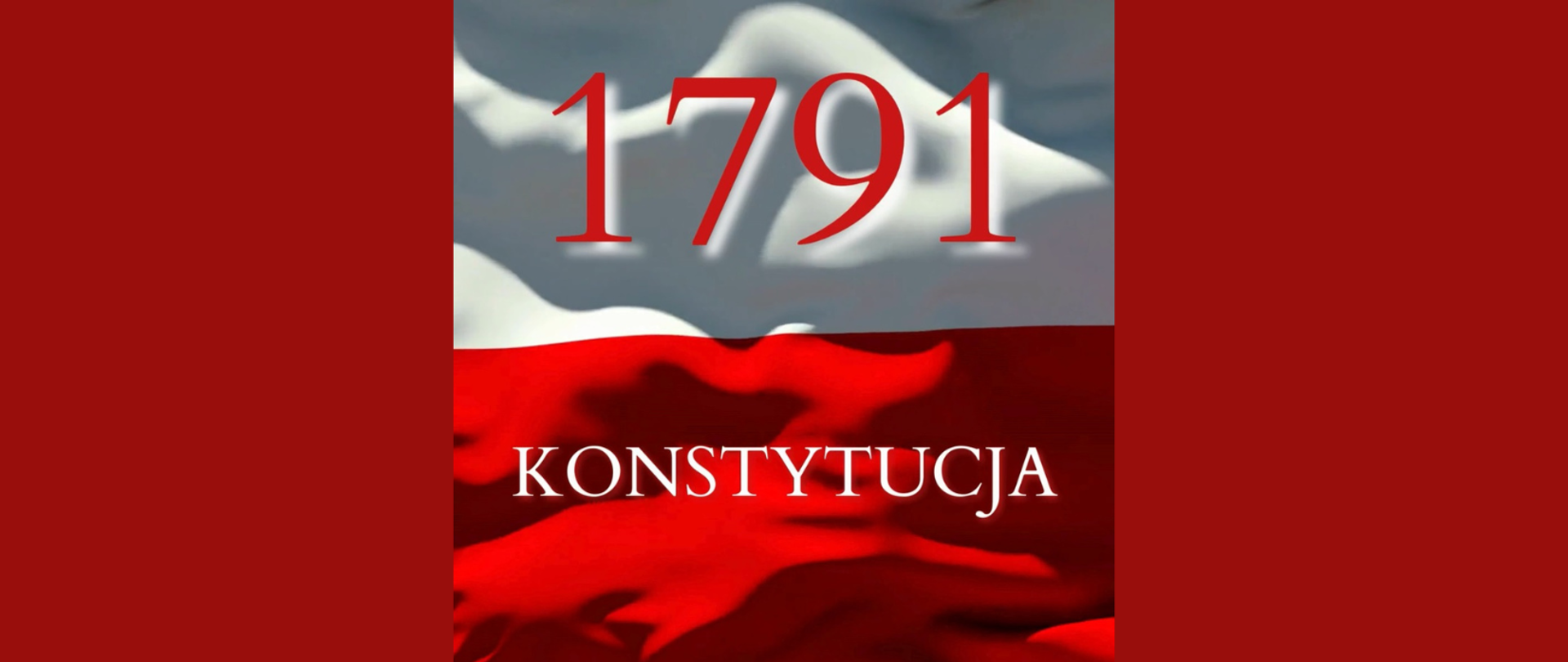 Napis - 1791 Konstytucja - na tle z barwami narodowymi Polski.