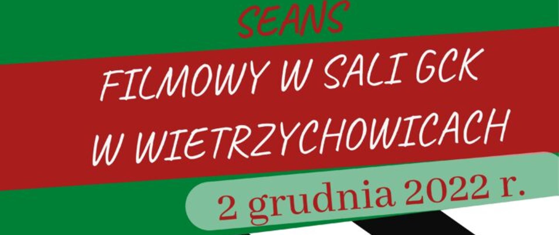 grafika przedstawia plakat zawierający informacje dotyczące seansu filmowego 
