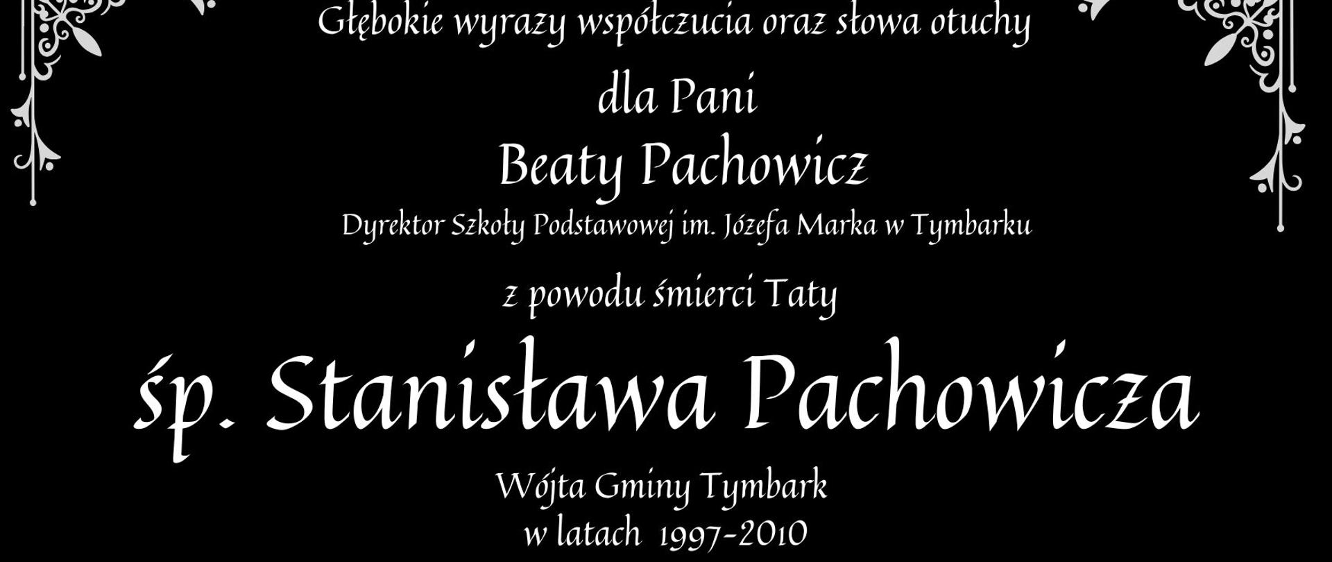Kondolencje dla Beaty Pachowicz