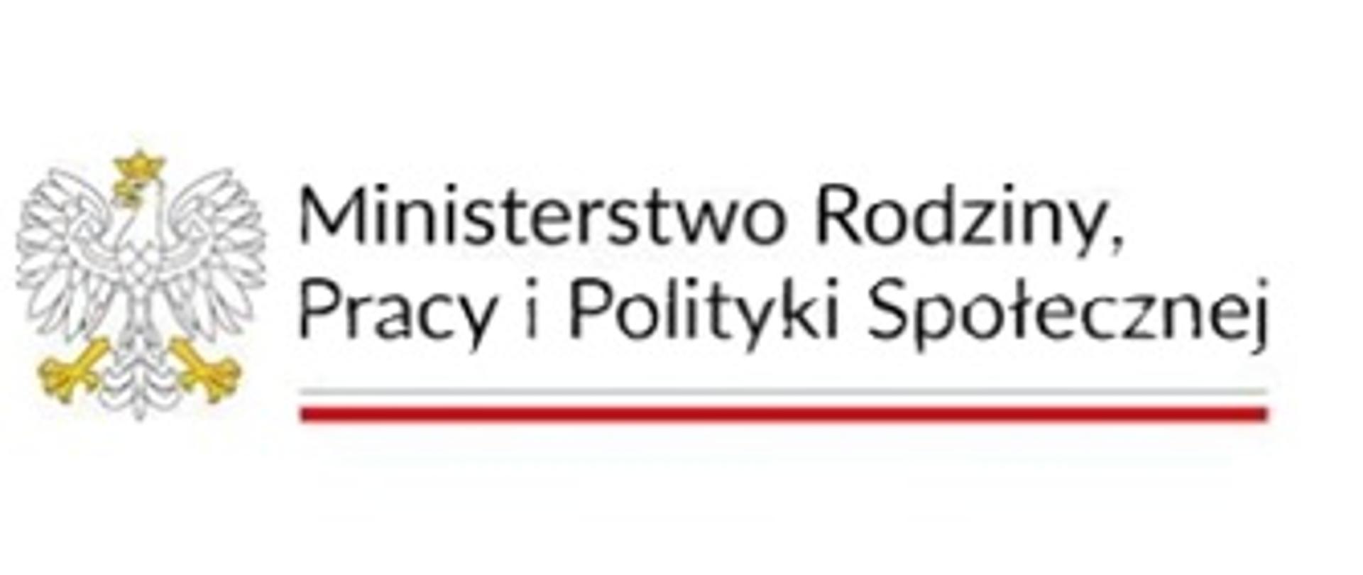 Logo, na którym znajduje się Godło Polski, Flaga Polski i oznaczenie Ministerstwa Rodziny, Pracy i Polityki Społecznej