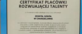 Certyfikat dla placówki