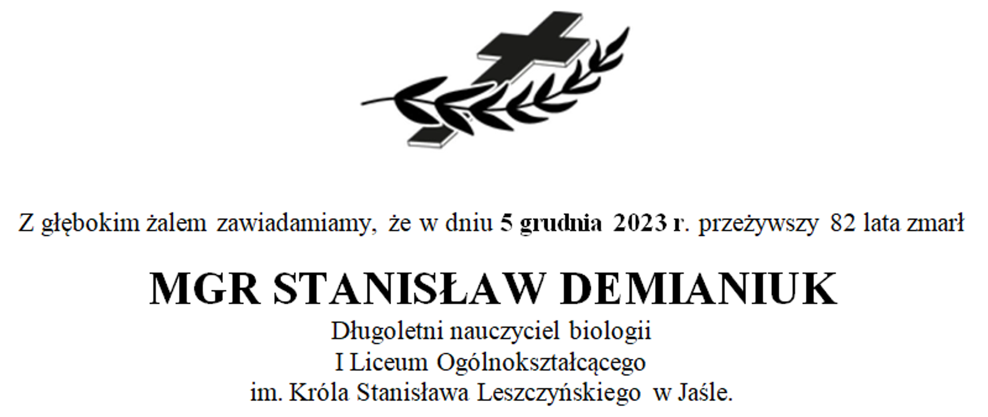 klepsydra śp. Stanisława Demianiuka